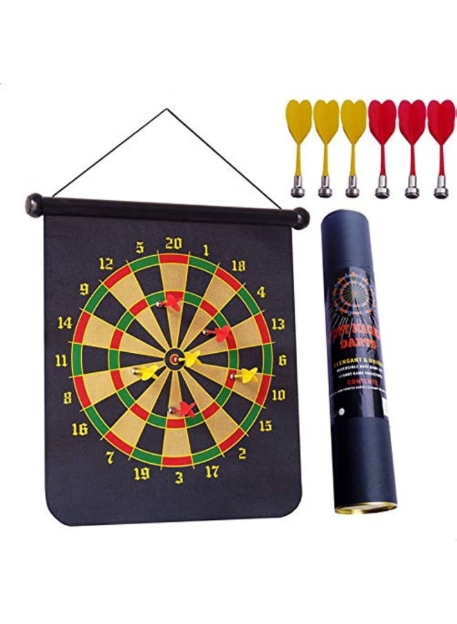 Double-sided magnetic dartboard with 6 safety darts - - Image 1