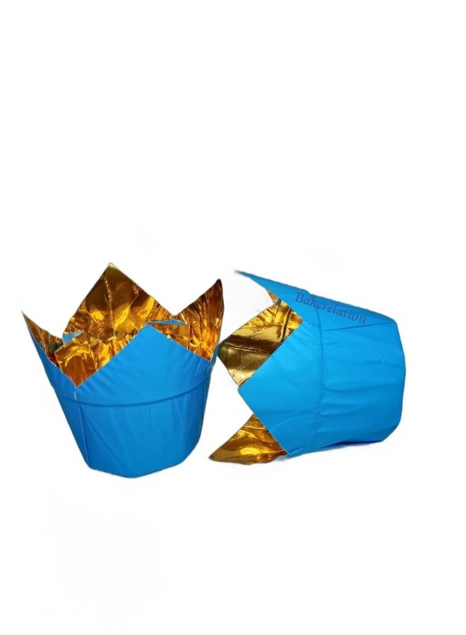 Bakerelation Blue Golden Tulip Cup Cake Liners 25pcs