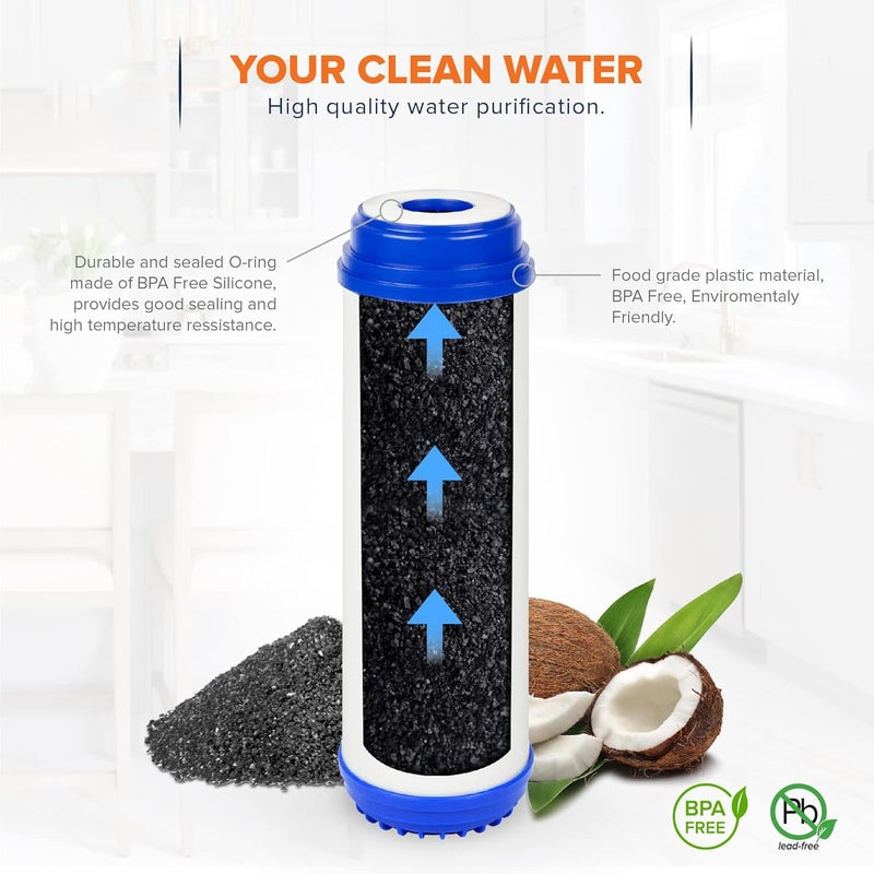 Ocean Drop 10 x 25 GAC Granular Activated Carbon Filter for Residential Industrial Water Filter Replacement Cartridge Compatible with All 3Stage Water Filter Purifier Pack of 4 - Image 4