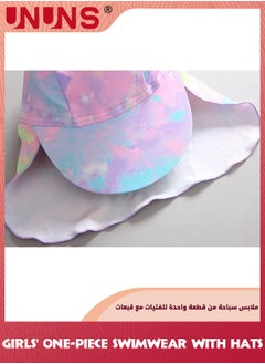 UNUNS One Piece Swimsuit Set For Baby Toddler,Little Kid Girls One-Piece Swimwear With Sun Protection Hat,Zipper Bathing Suit Beach Swimwear,Short Sleeves Guard Swimsuit Swimwear,Pink Unicorn  - Image 5