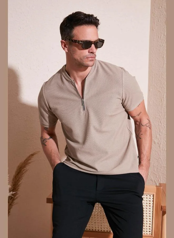 Buratti  Buratti Cotton Regular Fit Half Zipper T Shirt Men's T SHIRT 5902653 for Men | Best Price UAE