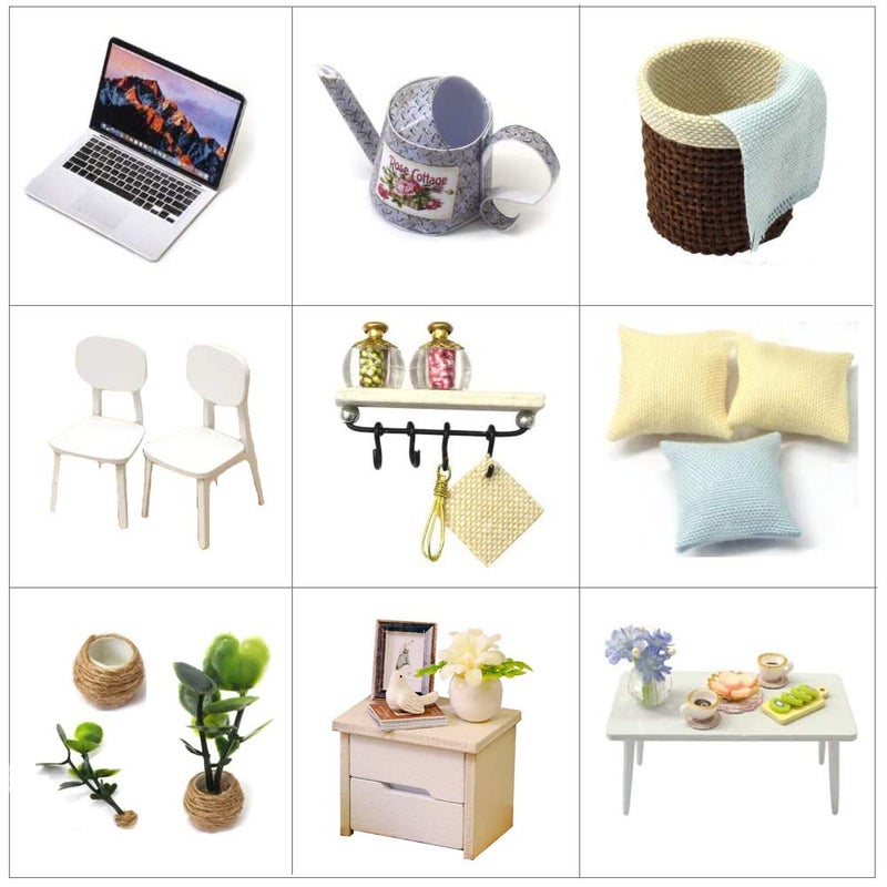 MAGQOO 3D Wooden Dollhouse Miniature DIY House Kit with Furniture,1:24 DIY Dollhouse Kit Dust Proof Included (Blue Times) - Image 2