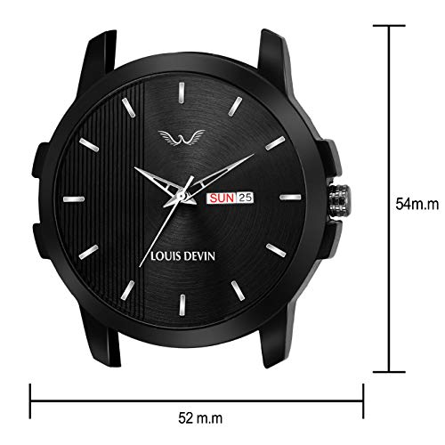 LOUIS DEVIN Leather Analog Boy Watch - Black Dial, Black Strap - Image 4