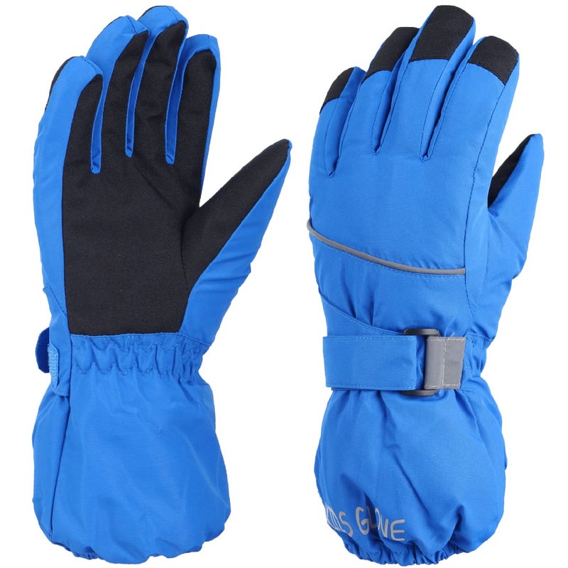 TRIWONDER Kids Winter Gloves Children Ski Snow Snowboard Gloves Cold Weather Mittens for Boys Girls (Royal Blue, M (7-10 Years Old)) - Image 1