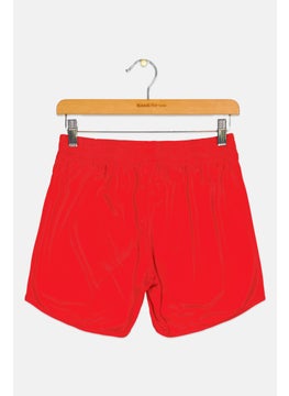 Adidas Kids Girl Brand Logo Drawstring Outdoor Shorts, Red  - Image 2