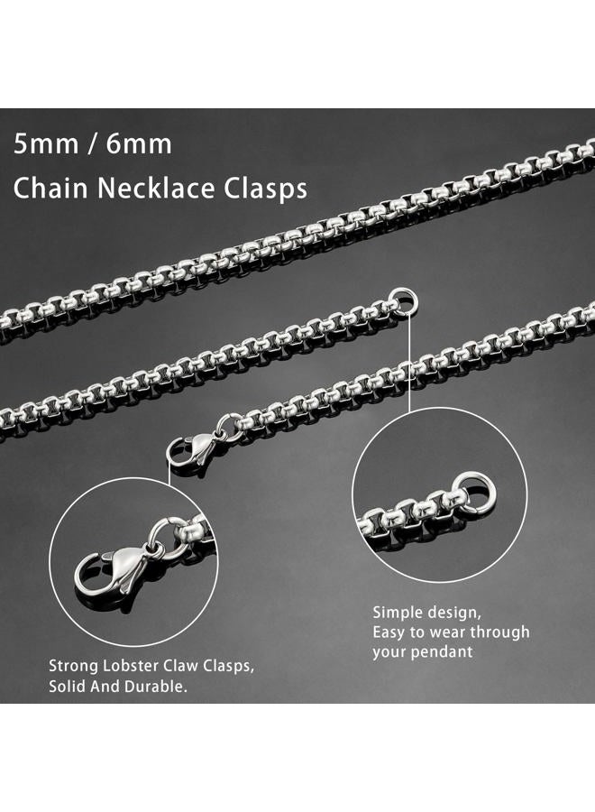 Monily Square Rolo Chain Necklace Stainless Steel Round Box Necklace for Men & Women, 24 Inches, Stainless Steel|Alloy Steel, Agate - Image 5