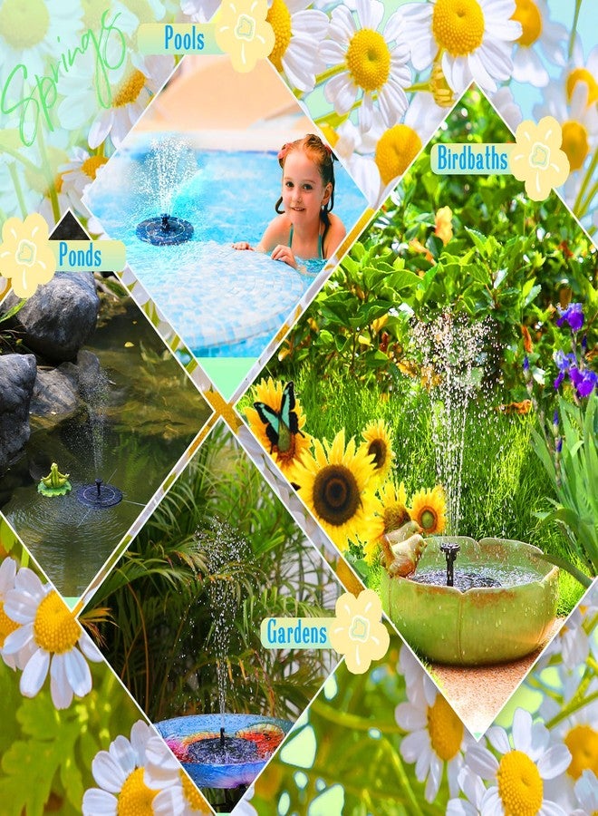 AMZtime Solar Water Fountain, Upgraded Solar Bird Bath Fountains with 6 Nozzles, Free Standing Floating Solar Powered Water Fountain Pump for Bird Bath, Garden, Pond, Pool and Outdoor - Image 5