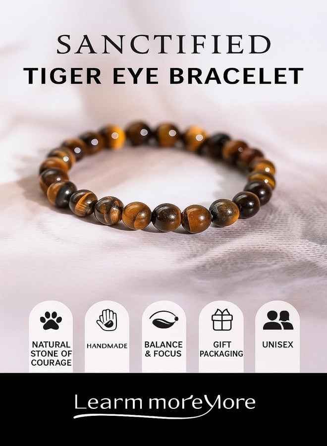 Sanctified Tiger Eye Bracelet for Men & Women | Natural Stone Bead Adjustable Unisex Crystal Bracelet for Confidence, Protection, Stylish, Spiritual, Fashion, Jewellery. - Image 4