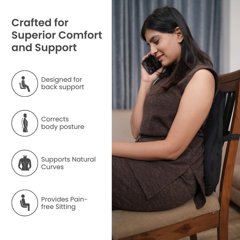 PLOSHE Lumbar Back Support Cushion for Office Chair Car Seat Lower Back Pain Relief Pillow Memory Foam Orthopedic Lumbar Spine Full Backrest Ergonomic Cushion Black 185 x 1575 x 5 inch - Image 5