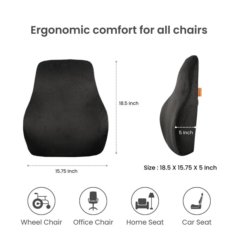 PLOSHE Lumbar Back Support Cushion for Office Chair Car Seat Lower Back Pain Relief Pillow Memory Foam Orthopedic Lumbar Spine Full Backrest Ergonomic Cushion Black 185 x 1575 x 5 inch - Image 4