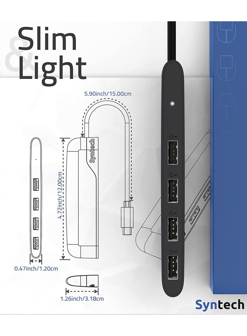 سينتيك موزع USB C إلى USB 4 منافذ من سينتيك، موزع من النوع C إلى USB 3.0 مع محول USB C إلى USB (USB 2.0)، ثاندربولت 3 إلى موزع USB متوافق مع ايفون 15 برو ماكس، ثاندربولت 4 ماك بوك برو، ايباد برو، اي ماك - Image 3