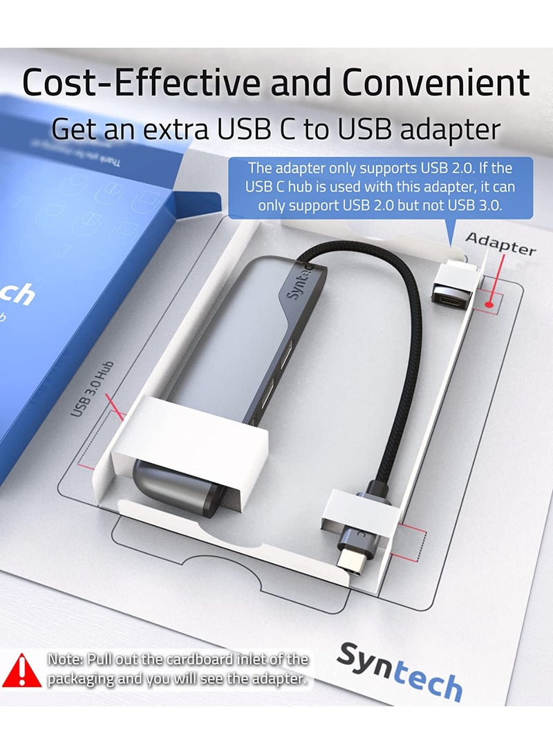 سينتيك موزع USB C إلى USB 4 منافذ من سينتيك، موزع من النوع C إلى USB 3.0 مع محول USB C إلى USB (USB 2.0)، ثاندربولت 3 إلى موزع USB متوافق مع ايفون 15 برو ماكس، ثاندربولت 4 ماك بوك برو، ايباد برو، اي ماك - Image 5