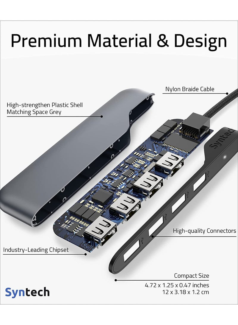 سينتيك موزع USB C إلى USB 4 منافذ من سينتيك، موزع من النوع C إلى USB 3.0 مع محول USB C إلى USB (USB 2.0)، ثاندربولت 3 إلى موزع USB متوافق مع ايفون 15 برو ماكس، ثاندربولت 4 ماك بوك برو، ايباد برو، اي ماك - Image 2