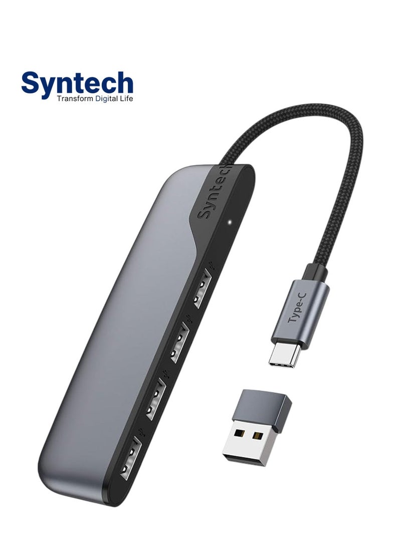Syntech USB C to USB Hub 4 Ports, Type C to USB 3.0 Hub with a USB C to USB Adapter (USB 2.0), Thunderbolt 3 to USB Hub Compatible with iPhone 15 Pro Max, Thunderbolt 4 MacBook Pro, iPad Pro, iMac - Image 1