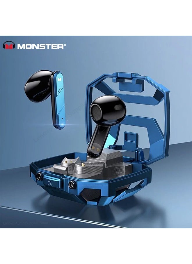 Monster XKT09 Wireless Bluetooth Earbuds Gaming Headphones Deep Bass Low Latency Game Headset with Built-in Microphone Noise Cancelling Blue
