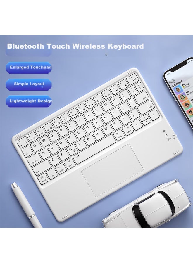 B.o.w Hasee Hb321 Ultra-thin Bluetooth Wireless Touch Keyboard For Ipad Xiaomi Huawei Apple Tablet Smartphone Laptop Silent Charging Keyboard Peony White - Image 2