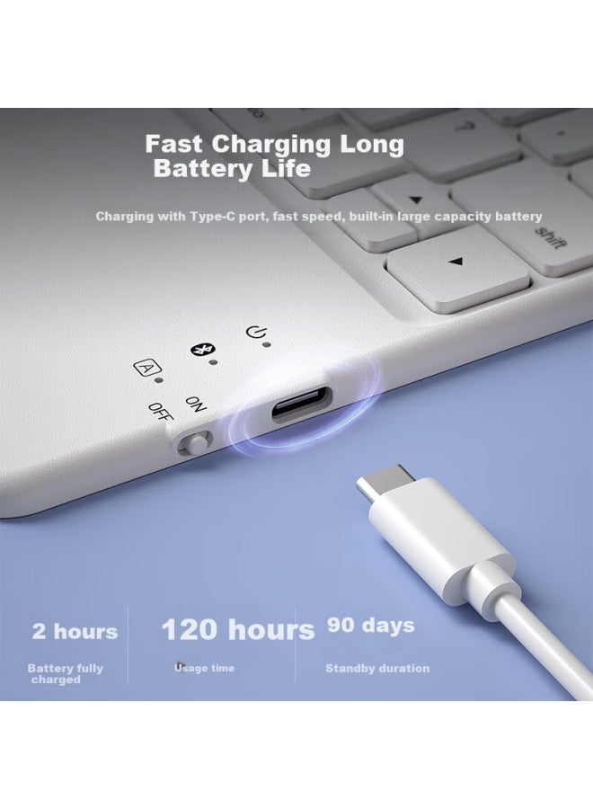 B.o.w Hasee Hb321 Ultra-thin Bluetooth Wireless Touch Keyboard For Ipad Xiaomi Huawei Apple Tablet Smartphone Laptop Silent Charging Keyboard Peony White - Image 3
