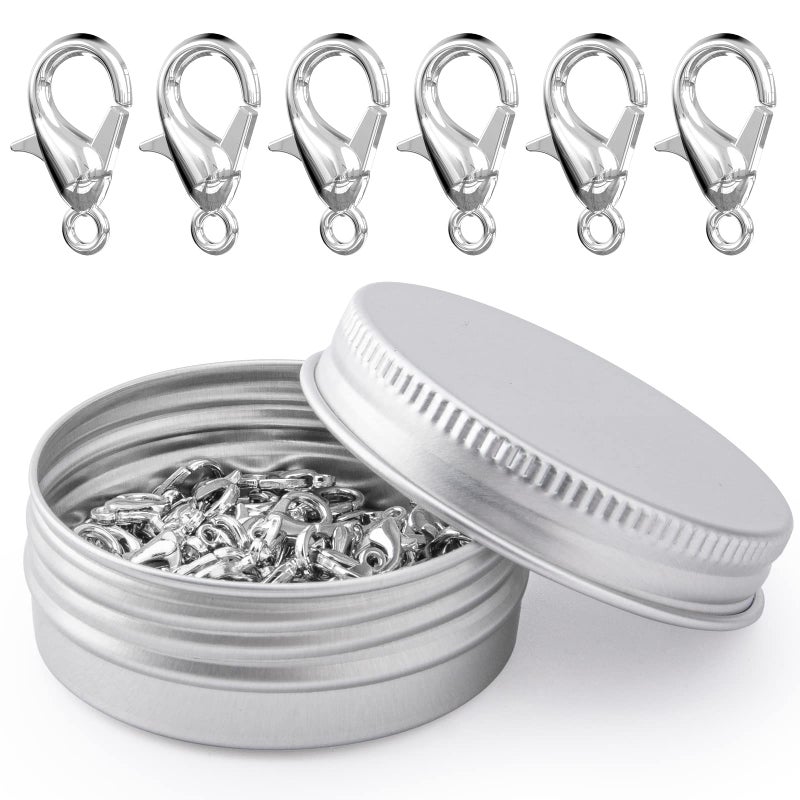 100PCS Lobster Clasps Metal Alloy Small Lobster Claw Clasps Weico Lobster Clip for Handmade Necklace Bracelet Jewelry Making Accessories Fastener Hook12mmx6mm Nickel