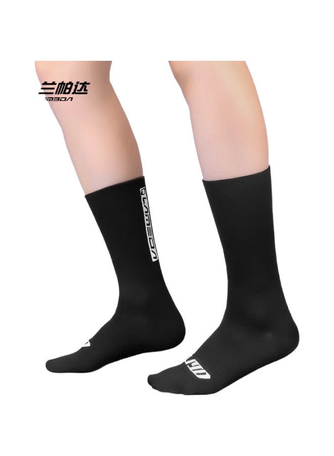 Lampada Breathable Reflective Cycling Socks For Men And Women, Bicycle Road Bike Sports Socks, Running Socks, Mid-Calf, White - Image 1