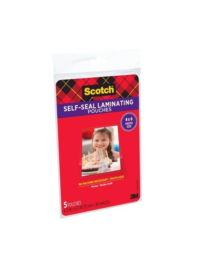 Scotch  Self-Sealing Laminating Pouches, Glossy Finish, 4.3 x 6.3 Inches, 5 Pouches (PL900G) - Image 3