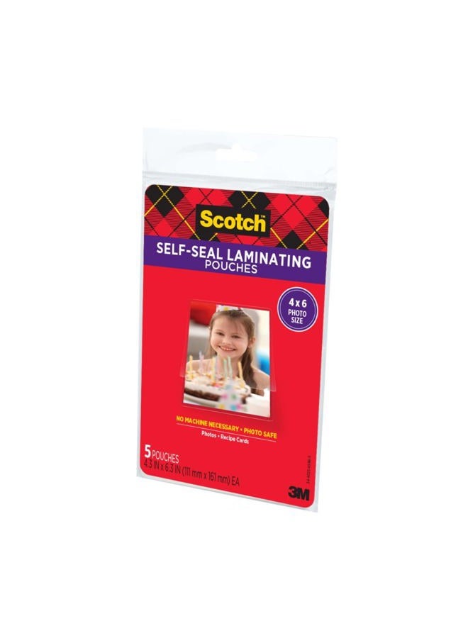 Scotch  Self-Sealing Laminating Pouches, Glossy Finish, 4.3 x 6.3 Inches, 5 Pouches (PL900G) - Image 2