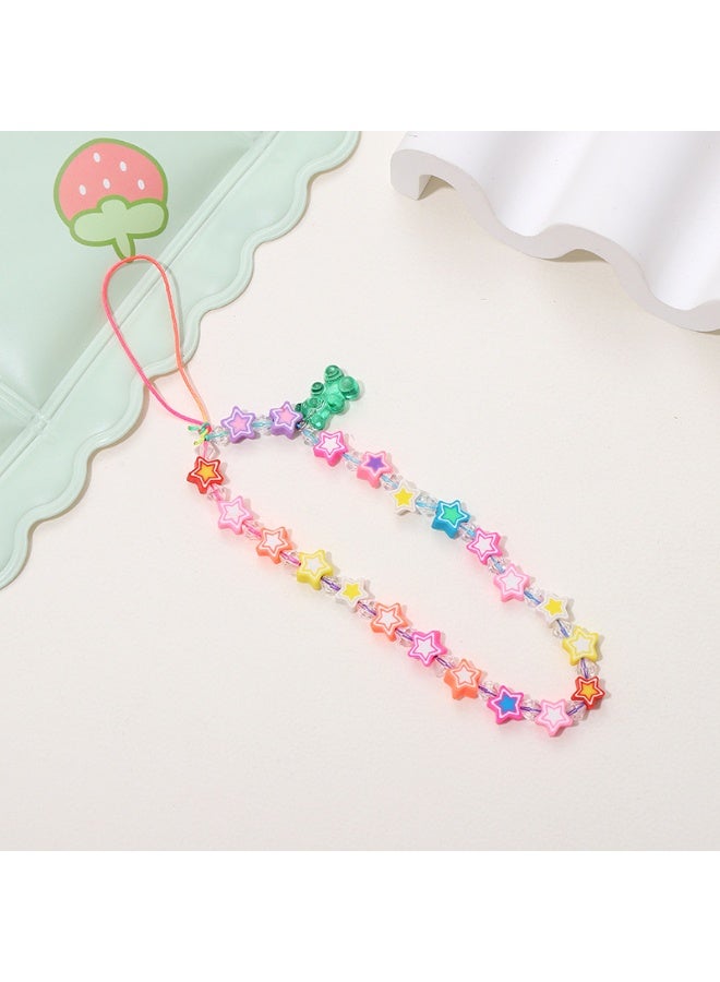NIBEMINENT Phone Charm/ Chain Strap for Women Girls, Colored Pentagonal Stars Cell Phone Case Lanyard Wrist Strap - Image 1