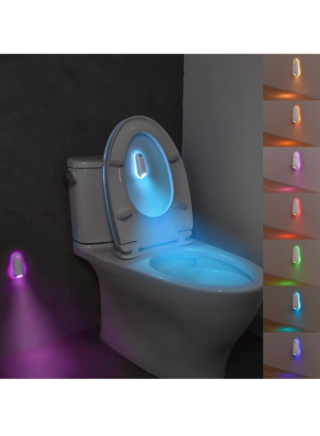 أوساويك مرحاض ضوء الليل مستشعر الحركة، 8 الألوان LED المتغيرة الجدار ضوء مستشعر الحركة ملحقات الحمام الداخلي ديكور، إضاءة المرحاض الداخلي أدوات فريدة للرجال الأطفال هدايا عيد الميلاد (1 حزمة) - Image 1