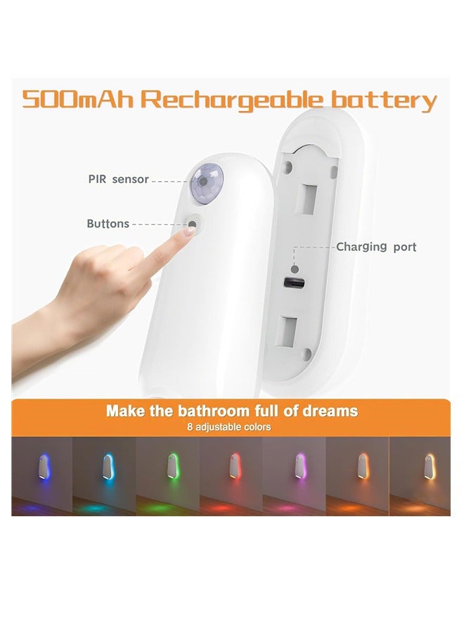 أوساويك مرحاض ضوء الليل مستشعر الحركة، 8 الألوان LED المتغيرة الجدار ضوء مستشعر الحركة ملحقات الحمام الداخلي ديكور، إضاءة المرحاض الداخلي أدوات فريدة للرجال الأطفال هدايا عيد الميلاد (1 حزمة) - Image 3