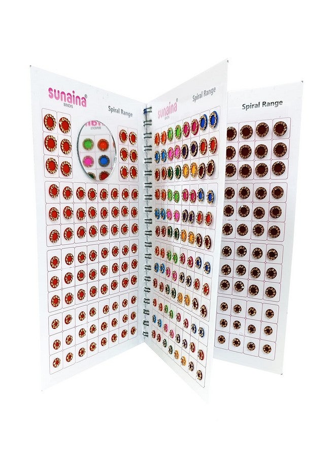 ساناينا ملصق جبين حلزوني من حجر الذهب كومكوم متعدد الألوان كتيب بيندي للنساء والفتيات (كتاب بيندي حجري - 372 بيندي) - Image 1