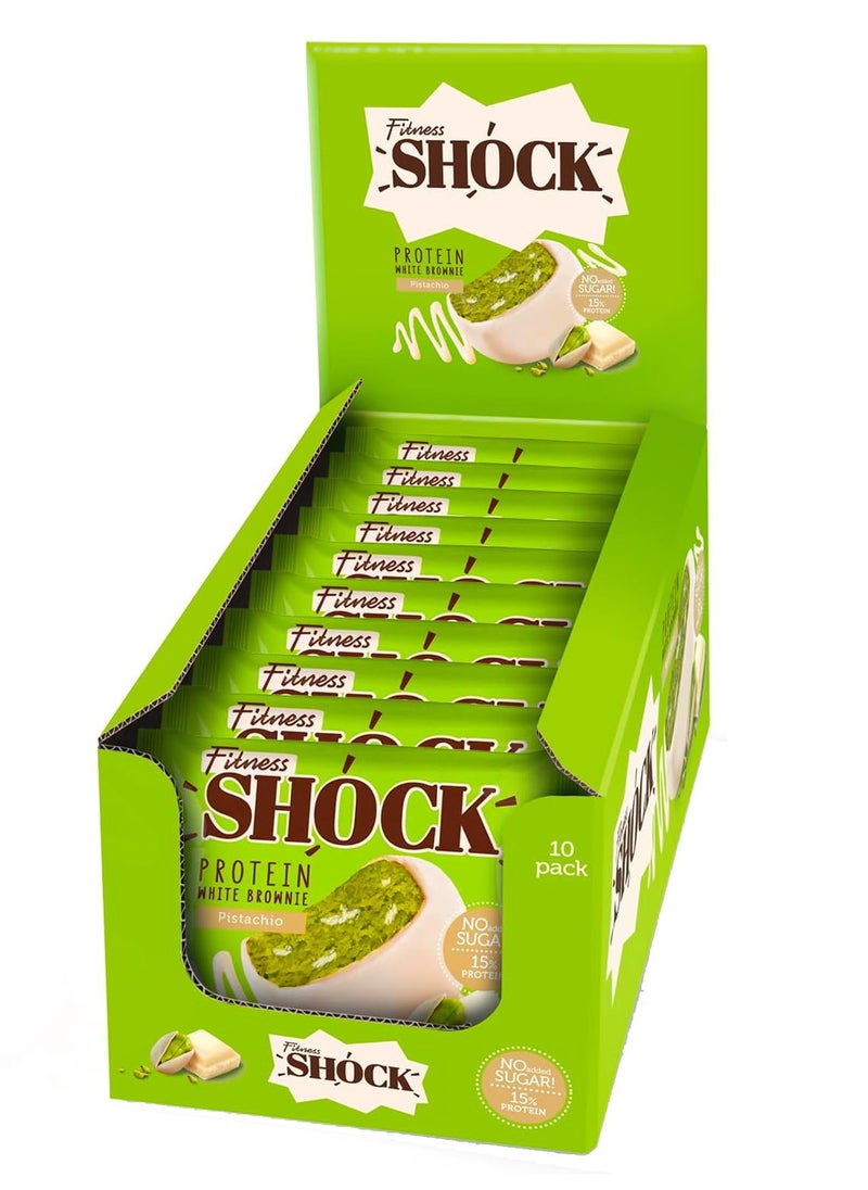 Fitness Shock - Protein Brownie Sugar Free - Pistachio - (10 Pcs) - Image 1