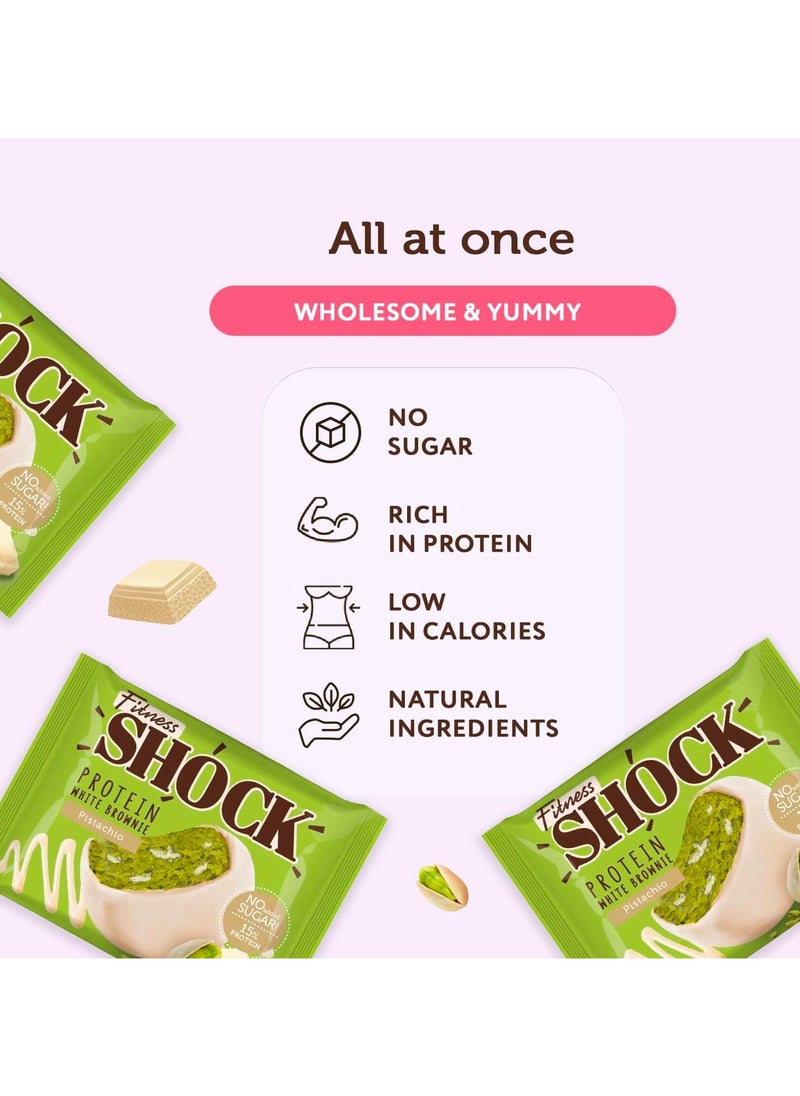 Fitness Shock - Protein Brownie Sugar Free - Pistachio - (10 Pcs) - Image 1