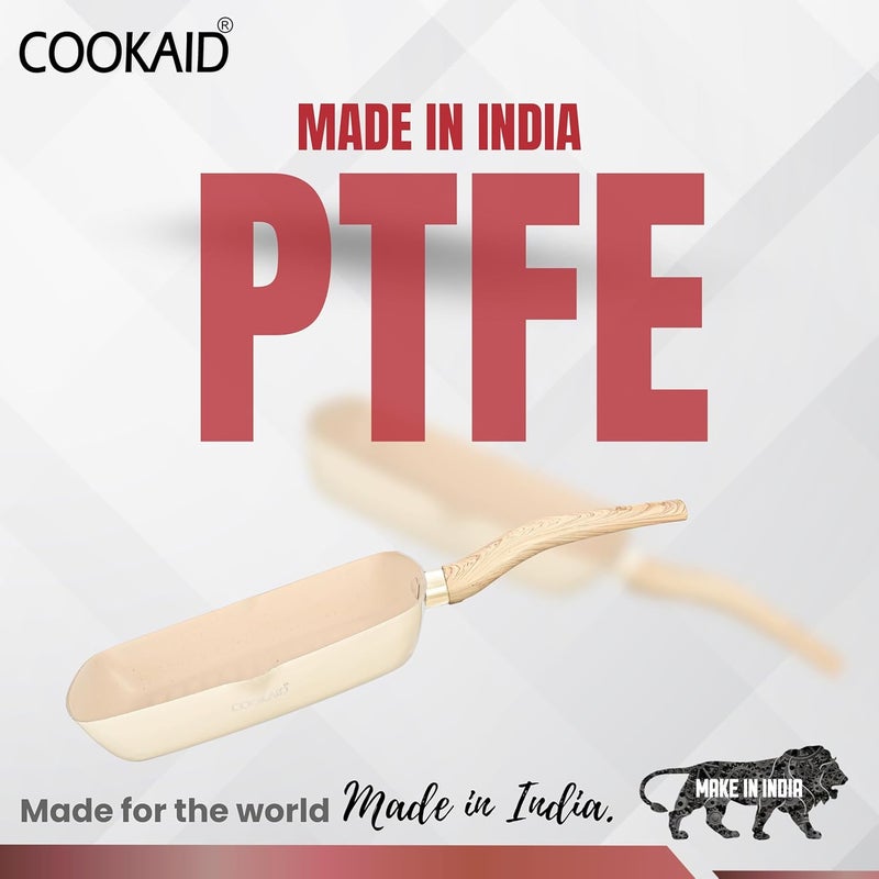 COOKAID Neo Glide Series Non Stick PTFE Grill Pan 24 cm| Aluminium Body| Gas & Induction Compatible| ISI Certified | Cream - Image 5