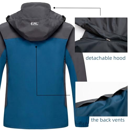 Diamond Candy Men Casual Hooded Rain Jacket-Diamond Candy lightweight Waterproof Softshell Raincoat Outdoor Sportswear, Dark Blue, XL - Image 3