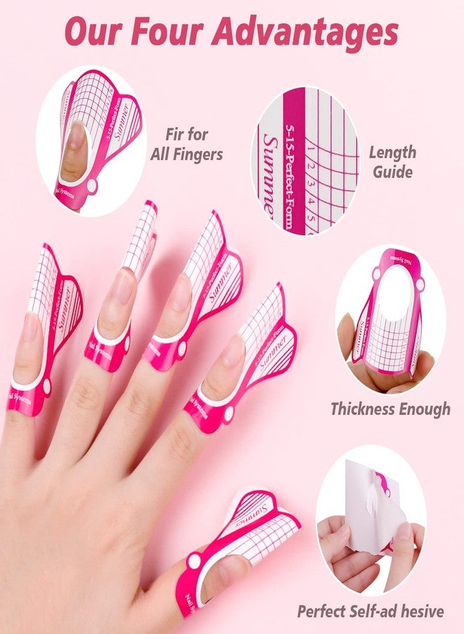 Subay 200Pcs Professional Long Nail Forms for Acrylic Nails, Polygel Nails, Thick Nail Extension Forms for Nail Art Tips, Premium Acrylic Nail Paper Forms, Nail Former Stickers for Professional Use - Image 2