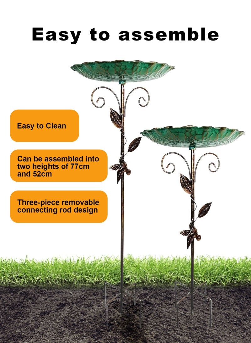 أوربازار حمام طيور للحديقة، حمام طيور معدني، ديكور حديقة قائم، كبير 77 سم، وعاء ماء للطيور البرية، شارب ماء للطيور، ديكور حديقة خارجي، حفرة ماء، حمام طيور للشرفة - Image 5
