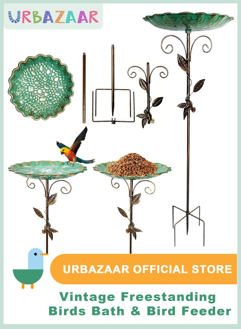 أوربازار حمام طيور للحديقة، حمام طيور معدني، ديكور حديقة قائم، كبير 77 سم، وعاء ماء للطيور البرية، شارب ماء للطيور، ديكور حديقة خارجي، حفرة ماء، حمام طيور للشرفة - Image 1