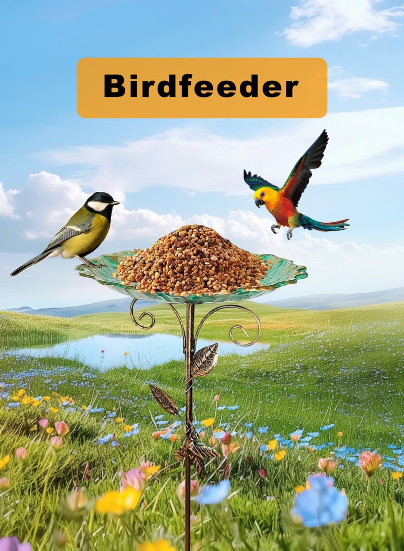 أوربازار حمام طيور للحديقة، حمام طيور معدني، ديكور حديقة قائم، كبير 77 سم، وعاء ماء للطيور البرية، شارب ماء للطيور، ديكور حديقة خارجي، حفرة ماء، حمام طيور للشرفة - Image 3