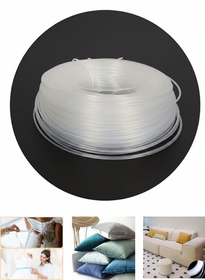 Plastic Boning Roll 109.36 Yards Piping Cord 2mm Cording for Sewing Piping Translucent PVC Boning for Pillows, Sofas, Chairs, Tablecloths, Mattresses, Curtains, Clothing, and Furniture Decoration,Webbing Boning for Bridal Dress Bustle Handmade Craft Wedding Dresses DIY Sewing Supplies (Clear) - Image 1