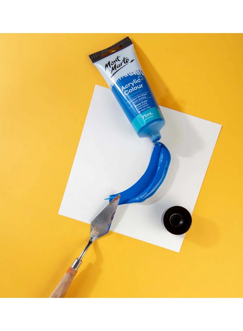 Mont Marte Signature Acrylic Colour Paint Tube 75ml Content Deep Cyan  - Image 2