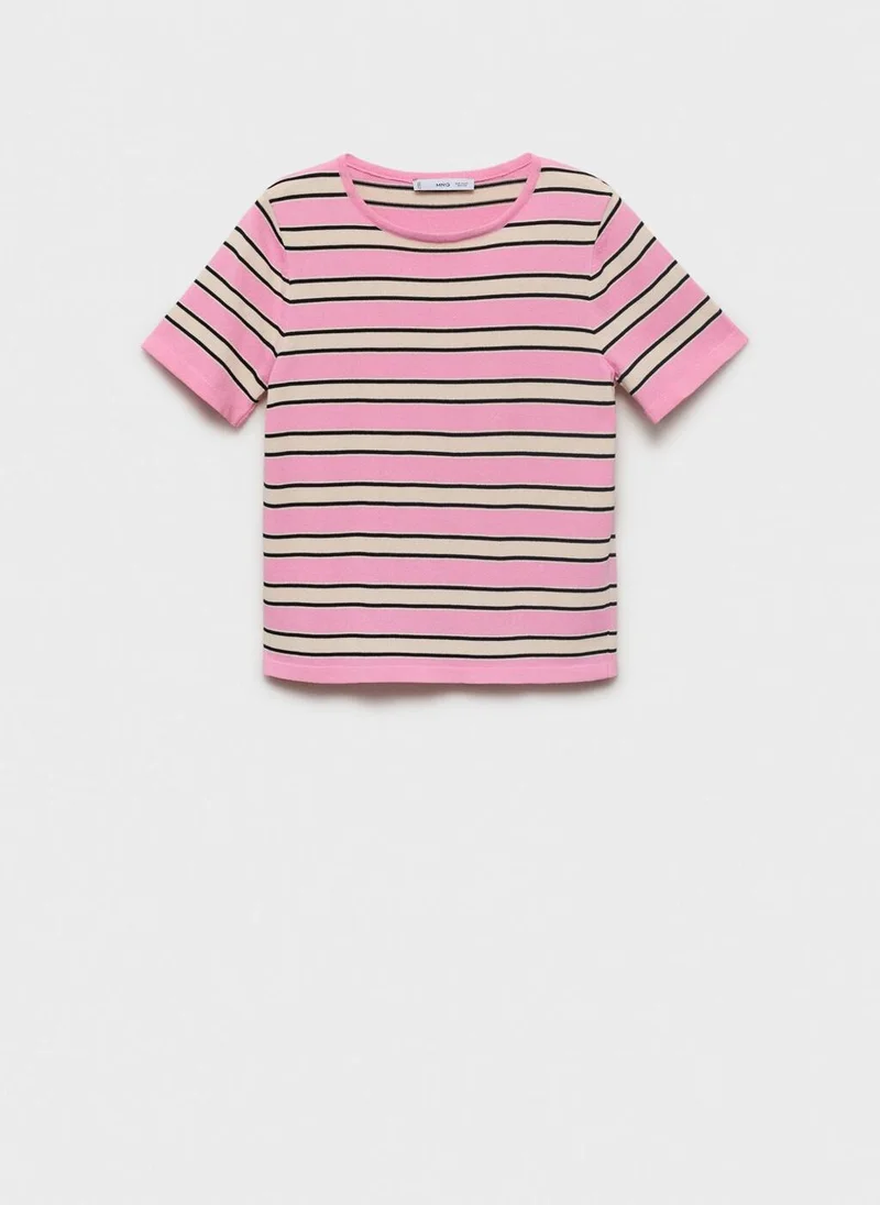 MANGO Short-sleeved sweater with combined stripes