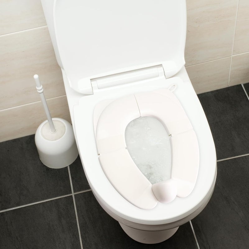 CUXFLS Portable Childrens Foldable Toilet Seat with Storage Bag Training Urine Anti Slip Toilet Seat Cover with Splash Guard for Toddlers and ChildrenWhite - Image 2
