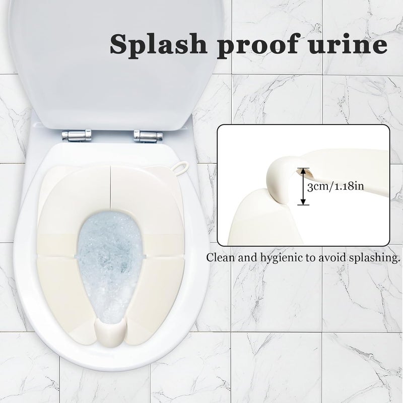 CUXFLS Portable Childrens Foldable Toilet Seat with Storage Bag Training Urine Anti Slip Toilet Seat Cover with Splash Guard for Toddlers and ChildrenWhite - Image 4