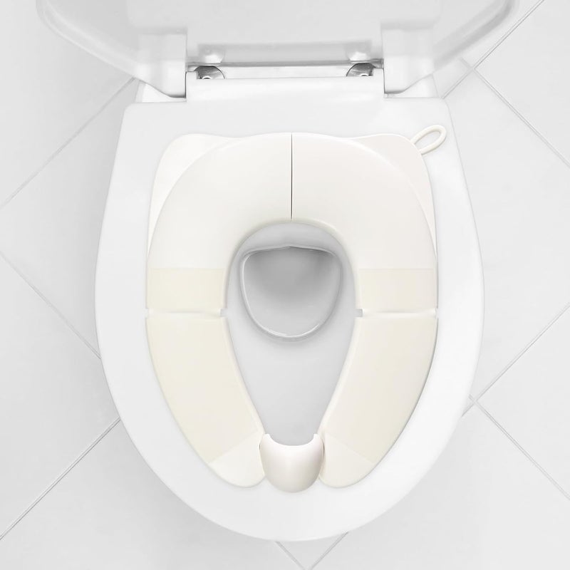CUXFLS Portable Childrens Foldable Toilet Seat with Storage Bag Training Urine Anti Slip Toilet Seat Cover with Splash Guard for Toddlers and ChildrenWhite - Image 1