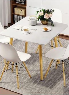 Dining Table Kitchen Table White Square Wooden Leisure Coffee Table for Kitchen Dining Room & Living Room