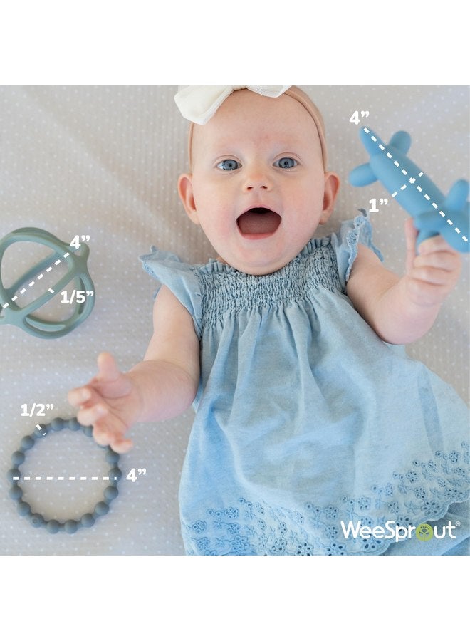 وي سبراوت ألعاب عضاضة للأطفال من السيليكون من WeeSprout للأطفال الرضع والأطفال الصغار، حلقة لطيفة، جرو كلب، وكرة، ناعمة ومرنة، خالية من مادة BPA، للأولاد والبنات (رمادي داكن غير لامع، بني فاتح وأبيض فاتح) - Image 5