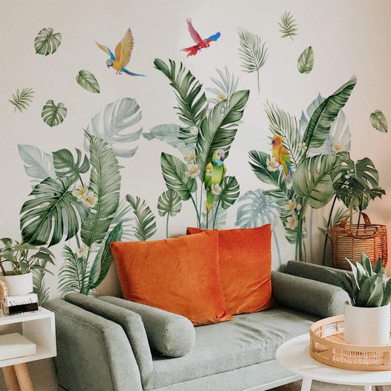 TUOKING Green Plants Wall Stickers Removable Bird Wall Murals Peel and Stick Wall Art Decal Home Decor for Kitchen Bedroom Living Room(MS7596) - Image 5