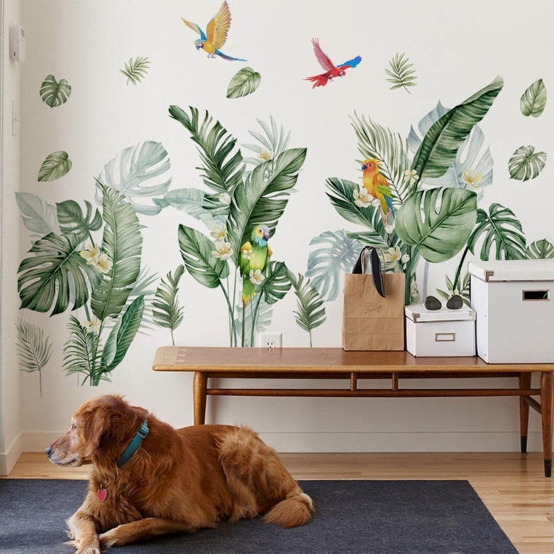 TUOKING Green Plants Wall Stickers Removable Bird Wall Murals Peel and Stick Wall Art Decal Home Decor for Kitchen Bedroom Living Room(MS7596) - Image 3