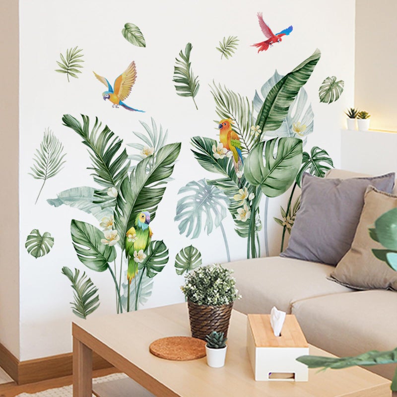 TUOKING Green Plants Wall Stickers Removable Bird Wall Murals Peel and Stick Wall Art Decal Home Decor for Kitchen Bedroom Living Room(MS7596) - Image 4