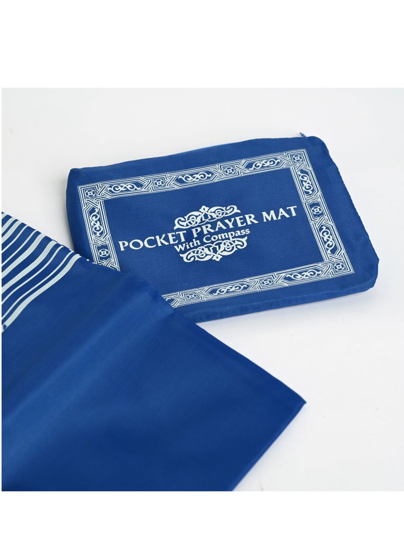 Generic - Travel Pocket Portable Prayer Mat With Compass Qibla Finder  Waterproof Polyester Prayer Rug  Muslim Travel Prayer Mat   Prayer Mat For Ramadan Gifts – Blue - Image 1