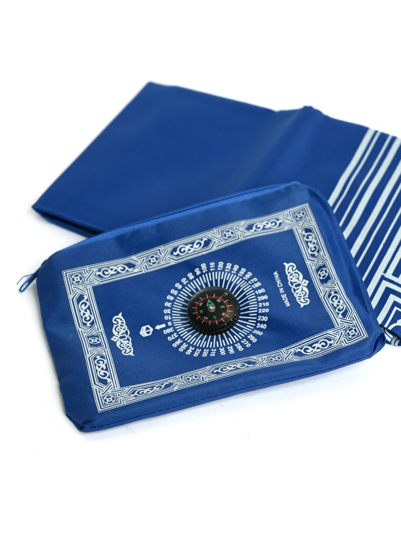 Generic - Travel Pocket Portable Prayer Mat With Compass Qibla Finder  Waterproof Polyester Prayer Rug  Muslim Travel Prayer Mat   Prayer Mat For Ramadan Gifts – Blue - Image 1